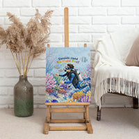 Fiji Taveuni Rainbow Reef Canvas Wall Art Scuba Diver Vibrant Undersea Coral Garden Watercolor