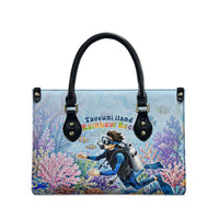 Fiji Taveuni Rainbow Reef Leather Bag Scuba Diver Vibrant Undersea Coral Garden Watercolor