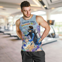 Fiji Taveuni Rainbow Reef Men Tank Top Scuba Diver Vibrant Undersea Coral Garden Watercolor