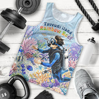Fiji Taveuni Rainbow Reef Men Tank Top Scuba Diver Vibrant Undersea Coral Garden Watercolor
