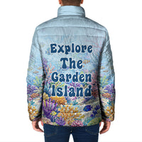 Fiji Taveuni Rainbow Reef Padded Jacket Scuba Diver Vibrant Undersea Coral Garden Watercolor