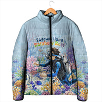 Fiji Taveuni Rainbow Reef Padded Jacket Scuba Diver Vibrant Undersea Coral Garden Watercolor