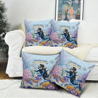Fiji Taveuni Rainbow Reef Pillow Cover Scuba Diver Vibrant Undersea Coral Garden Watercolor