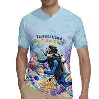 Fiji Taveuni Rainbow Reef Rugby Jersey Scuba Diver Vibrant Undersea Coral Garden Watercolor