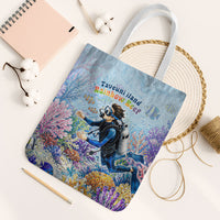 Fiji Taveuni Rainbow Reef Tote Bag Scuba Diver Vibrant Undersea Coral Garden Watercolor