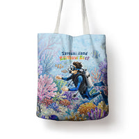 Fiji Taveuni Rainbow Reef Tote Bag Scuba Diver Vibrant Undersea Coral Garden Watercolor