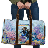 Fiji Taveuni Rainbow Reef Travel Bag Scuba Diver Vibrant Undersea Coral Garden Watercolor