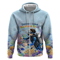 Fiji Taveuni Rainbow Reef Zip Hoodie Scuba Diver Vibrant Undersea Coral Garden Watercolor