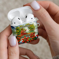 Fiji Taveuni Island Dateline Crossing AirPods Case Tropical Cultural Landscape With Tagimoucia Floral Pattern