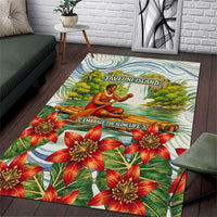 Fiji Taveuni Island Dateline Crossing Area Rug Tropical Cultural Landscape With Tagimoucia Floral Pattern