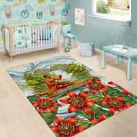Fiji Taveuni Island Dateline Crossing Area Rug Tropical Cultural Landscape With Tagimoucia Floral Pattern