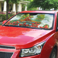 Fiji Taveuni Island Dateline Crossing Auto Sun Shade Tropical Cultural Landscape With Tagimoucia Floral Pattern