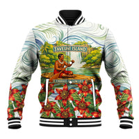 Fiji Taveuni Island Dateline Crossing Baseball Jacket Tropical Cultural Landscape With Tagimoucia Floral Pattern