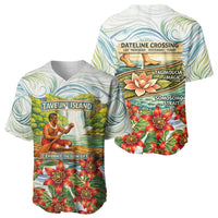Fiji Taveuni Island Dateline Crossing Baseball Jersey Tropical Cultural Landscape With Tagimoucia Floral Pattern