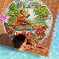 Fiji Taveuni Island Dateline Crossing Beach Blanket Tropical Cultural Landscape With Tagimoucia Floral Pattern