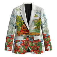 Fiji Taveuni Island Dateline Crossing Blazer Tropical Cultural Landscape With Tagimoucia Floral Pattern