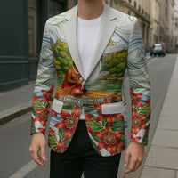 Fiji Taveuni Island Dateline Crossing Blazer Tropical Cultural Landscape With Tagimoucia Floral Pattern