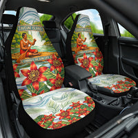Fiji Taveuni Island Dateline Crossing Car Seat Cover Tropical Cultural Landscape With Tagimoucia Floral Pattern