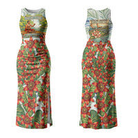 Fiji Taveuni Island Dateline Crossing Couples Matching Tank Maxi Dress and Long Sleeve Button Shirt Tropical Cultural Landscape With Tagimoucia Floral Pattern