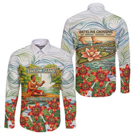 Fiji Taveuni Island Dateline Crossing Family Matching Off Shoulder Maxi Dress and Hawaiian Shirt Tropical Cultural Landscape With Tagimoucia Floral Pattern