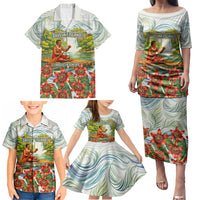 Fiji Taveuni Island Dateline Crossing Family Matching Puletasi and Hawaiian Shirt Tropical Cultural Landscape With Tagimoucia Floral Pattern