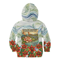 Fiji Taveuni Island Dateline Crossing Kid Hoodie Tropical Cultural Landscape With Tagimoucia Floral Pattern
