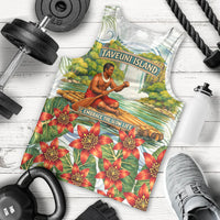 Fiji Taveuni Island Dateline Crossing Men Tank Top Tropical Cultural Landscape With Tagimoucia Floral Pattern