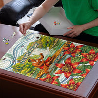 Fiji Taveuni Island Dateline Crossing Puzzle Tropical Cultural Landscape With Tagimoucia Floral Pattern