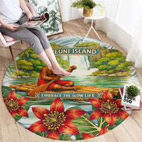 Fiji Taveuni Island Dateline Crossing Round Carpet Tropical Cultural Landscape With Tagimoucia Floral Pattern