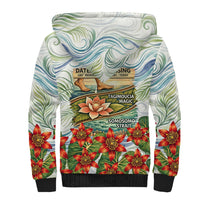 Fiji Taveuni Island Dateline Crossing Sherpa Hoodie Tropical Cultural Landscape With Tagimoucia Floral Pattern