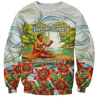 Fiji Taveuni Island Dateline Crossing Sweatshirt Tropical Cultural Landscape With Tagimoucia Floral Pattern