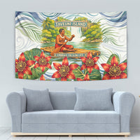 Fiji Taveuni Island Dateline Crossing Tapestry Tropical Cultural Landscape With Tagimoucia Floral Pattern