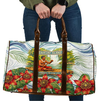 Fiji Taveuni Island Dateline Crossing Travel Bag Tropical Cultural Landscape With Tagimoucia Floral Pattern