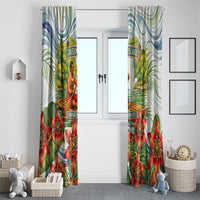 Fiji Taveuni Island Dateline Crossing Window Curtain Tropical Cultural Landscape With Tagimoucia Floral Pattern