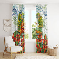 Fiji Taveuni Island Dateline Crossing Window Curtain Tropical Cultural Landscape With Tagimoucia Floral Pattern