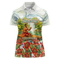 Fiji Taveuni Island Dateline Crossing Women Polo Shirt Tropical Cultural Landscape With Tagimoucia Floral Pattern