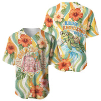 Hawaii Aloha Academy Back To School Baseball Jersey Sea Turtle Tropical Hibiscus Flowers Retro Psychedelic