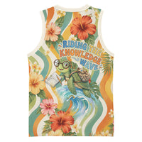 Hawaii Aloha Academy Back To School Basketball Jersey Sea Turtle Tropical Hibiscus Flowers Retro Psychedelic