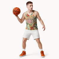 Hawaii Aloha Academy Back To School Basketball Jersey Sea Turtle Tropical Hibiscus Flowers Retro Psychedelic