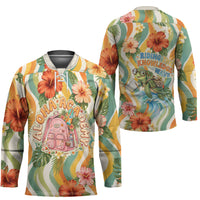 Hawaii Aloha Academy Back To School Hockey Jersey Sea Turtle Tropical Hibiscus Flowers Retro Psychedelic