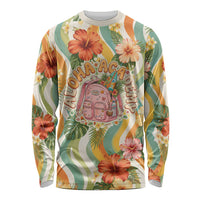Hawaii Aloha Academy Back To School Long Sleeve Shirt Sea Turtle Tropical Hibiscus Flowers Retro Psychedelic