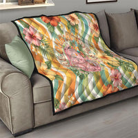 Hawaii Aloha Academy Back To School Quilt Sea Turtle Tropical Hibiscus Flowers Retro Psychedelic