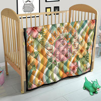 Hawaii Aloha Academy Back To School Quilt Sea Turtle Tropical Hibiscus Flowers Retro Psychedelic