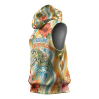 Hawaii Aloha Academy Back To School Sleeveless Hoodie Sea Turtle Tropical Hibiscus Flowers Retro Psychedelic