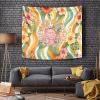 Hawaii Aloha Academy Back To School Tapestry Sea Turtle Tropical Hibiscus Flowers Retro Psychedelic