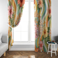 Hawaii Aloha Academy Back To School Window Curtain Sea Turtle Tropical Hibiscus Flowers Retro Psychedelic