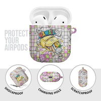 Hawaii Cruising Back To School AirPods Case Grid Pattern With School Bag And Vintage Surf Van