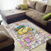 Hawaii Cruising Back To School Area Rug Grid Pattern With School Bag And Vintage Surf Van
