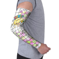 Hawaii Cruising Back To School Arm Sleeves Grid Pattern With School Bag And Vintage Surf Van