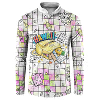 Hawaii Cruising Back To School Button Sweatshirt Grid Pattern With School Bag And Vintage Surf Van